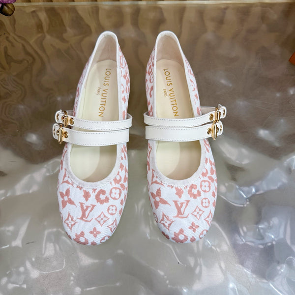 LV Romy Flat Ballerina White Light Pink in Canvas 703060