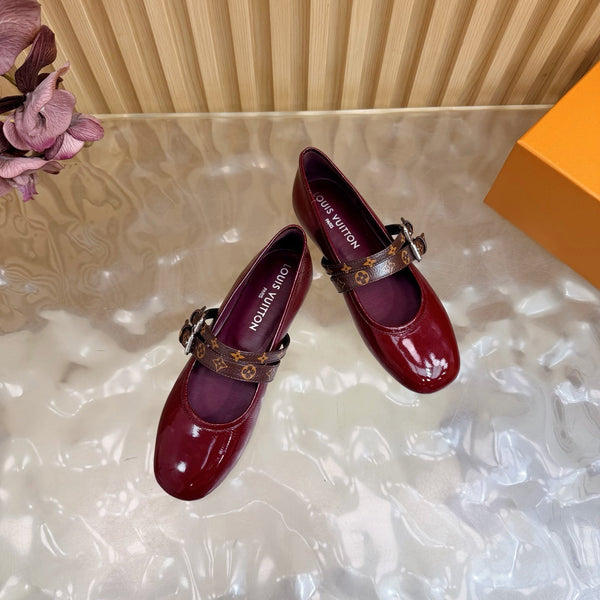 LV Romy Flat Ballerina Bordeaux Red in Patent Leather 703058
