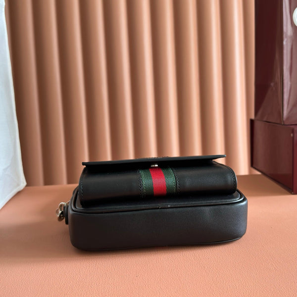 Gucci Web Trademark Mini Bag 20 Black in Cowhide 284922