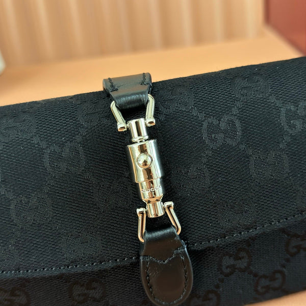 Gucci 26 Jackie Small 21.5cm Black Silver in Canvas 284988