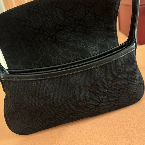 Gucci 26 Jackie Small 21.5cm Black Silver in Canvas 284988