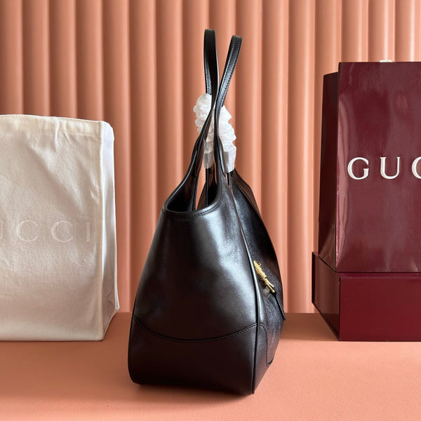 Gucci 26 Mercato Tote Bag 35cm Black Gold in Cowhide 284992