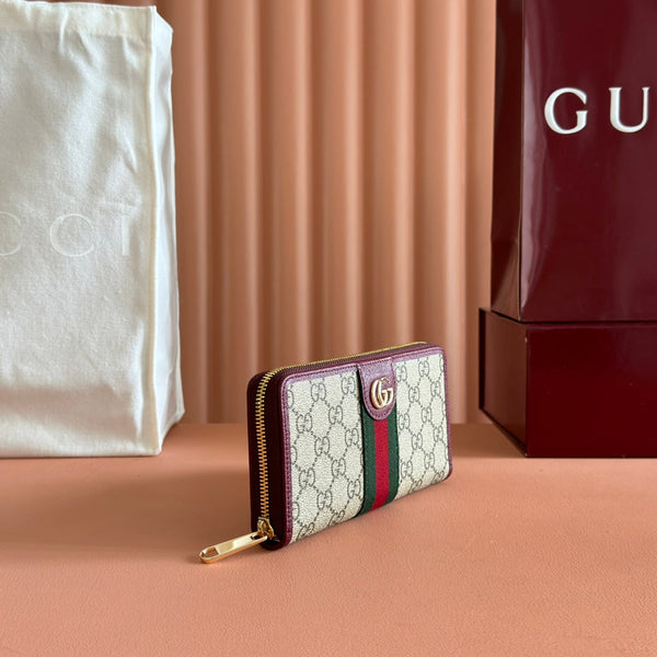 GG Ophidia Wallet 19.5 Dark Brown Beige in Soft GG Supreme 285050