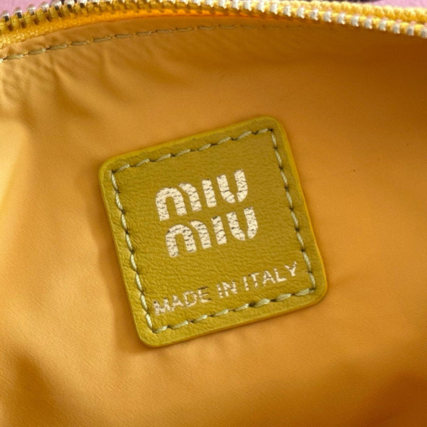 Miu Miu Adventure Nappa Canvas Bucket Bag 22 Yellow in Fabric 285323