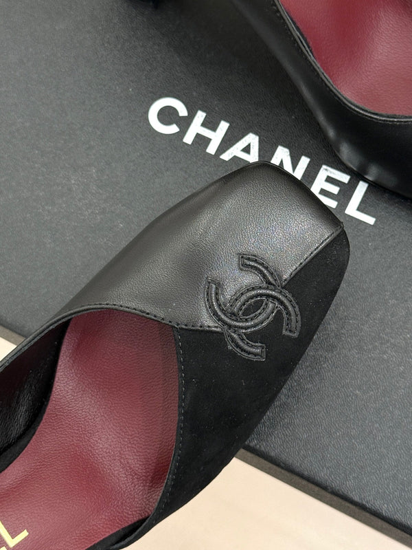 Chanel 26S Slingback 85mm Black Gray in Cowhide 706354