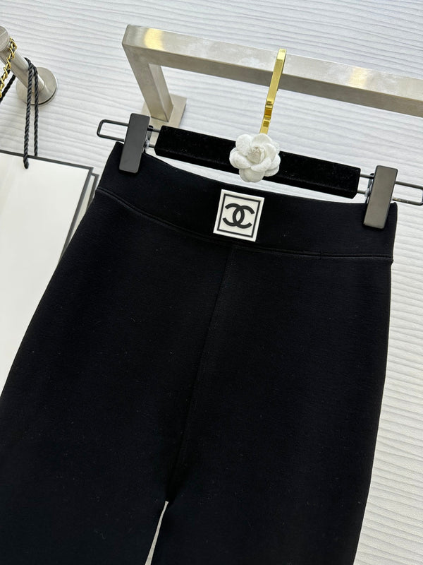 Chanel Black Leggings in Baby Velvet 276220