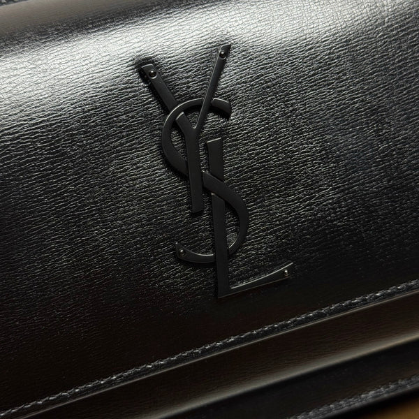 YSL Sunset Bag 19cm Black with Black hardware in Leather 285689