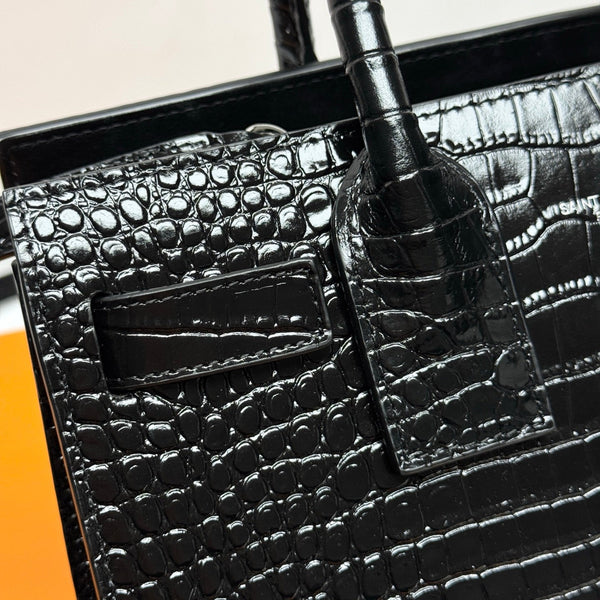YSL Sac de Jour Baby 26cm Black in Crocodile-patterned Cowhide 285793