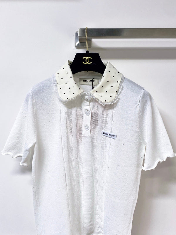 Miu Miu Short-Sleeve T-Shirt White in Tencel 305839