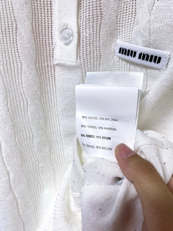 Miu Miu Short-Sleeve T-Shirt White in Tencel 305839