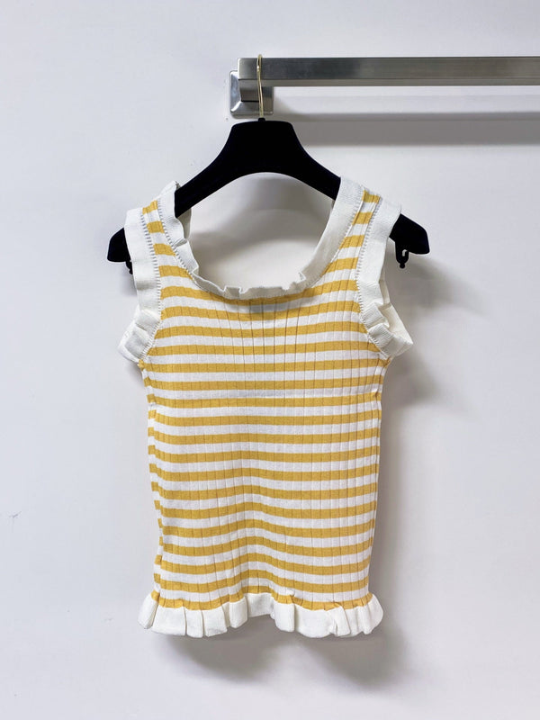 Miu Miu Short-Sleeve T-Shirt Yellow White in Acrylic 305824