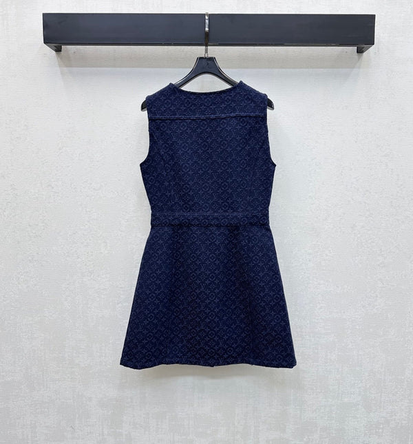 LV 26 Denim Vest Dress Dark Blue in Cotton 372434