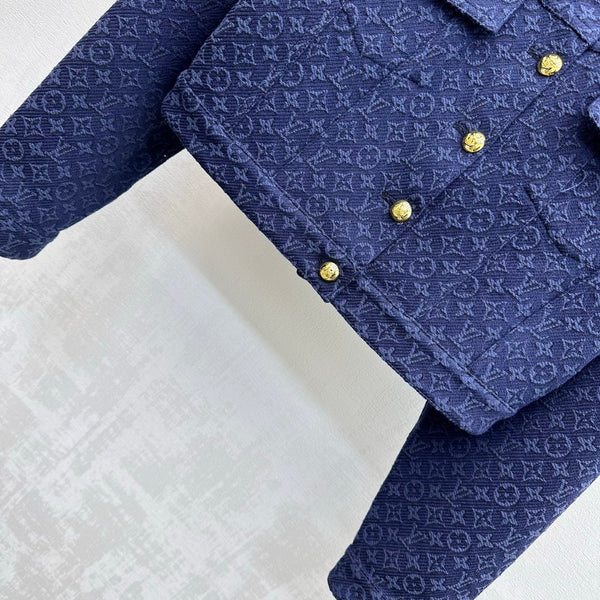 LV 26 Jacquard Denim Jacket Dark Blue in Cotton 372439