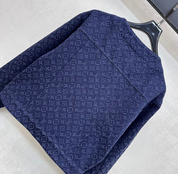 LV 26 Jacquard Denim Jacket Dark Blue in Cotton 372439