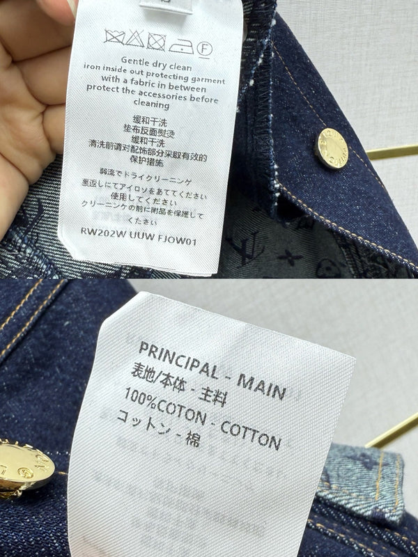 LV 26SS Denim Skirt Monogram Print Patchwork Decoration Dark Blue In Cotton 367728