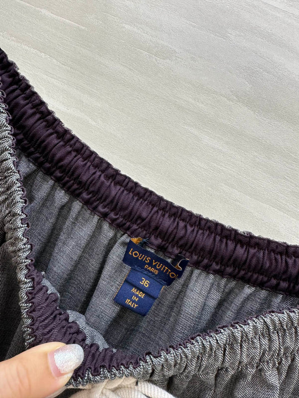 LV Drawstring Tiered Skirt Grey In Wool 367334