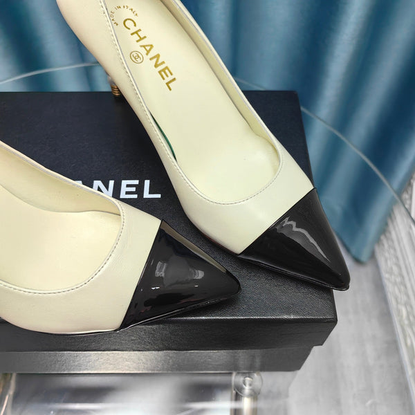 Chanel 26 Pointed Toe 85mm Pearl Ivory in Cowhide 712800