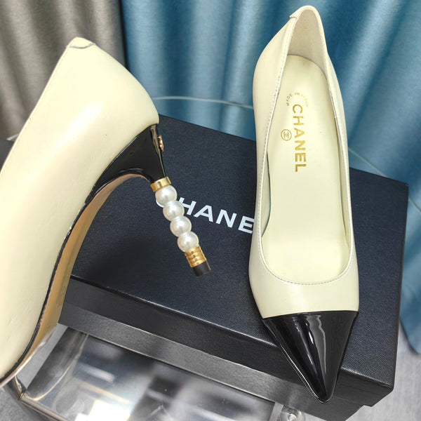 Chanel 26 Pointed Toe 85mm Pearl Ivory in Cowhide 712800