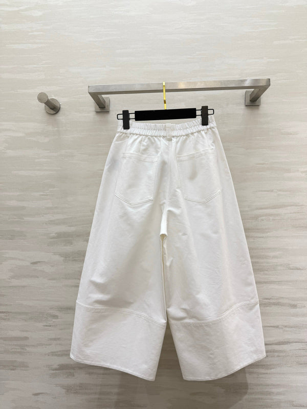 Loewe 26 Wide-Leg Cropped Pants White in Cotton 375597