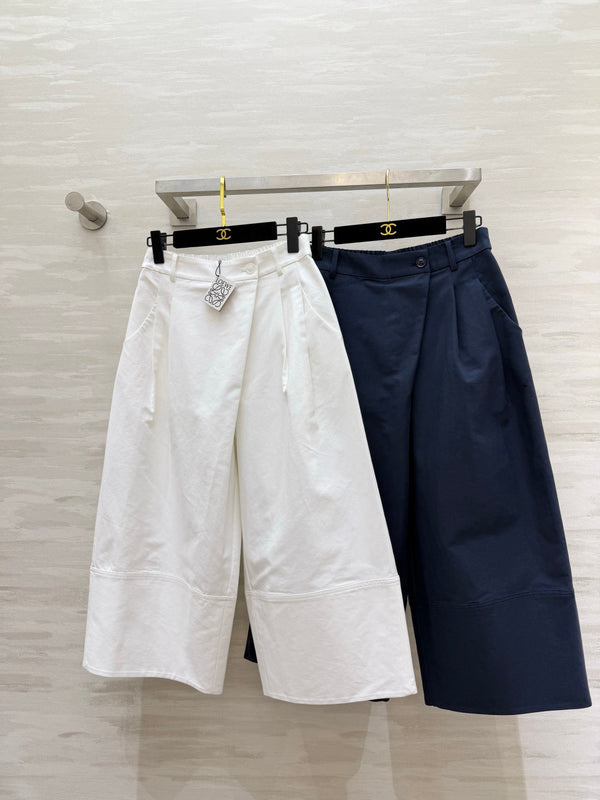 Loewe 26 Wide-Leg Cropped Pants White in Cotton 375597