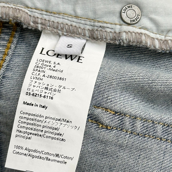 Loewe 26 Embroidered Frayed Edge Shorts Blue in YB Twill Cotton Denim 375346