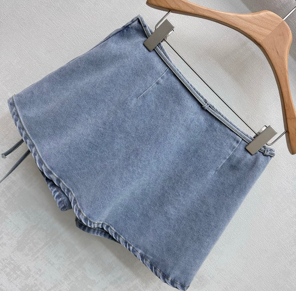 Loewe 26 Lace-up Skirt Blue in YB Twill Cotton Denim 375337