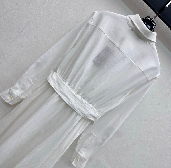 LP 26 Pocket Tie-Front Dress White in Linen 375361