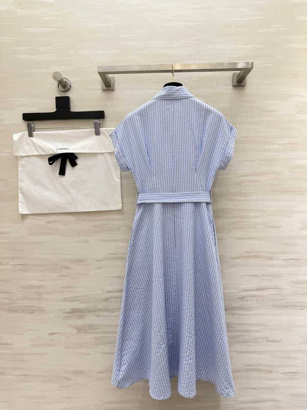 Chanel Striped Shirt Dress Blue in Cotton 377538