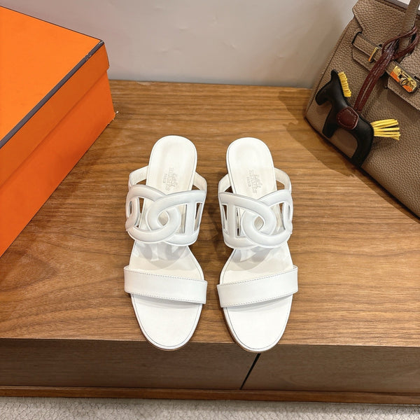 Hermès Sandal 60 White in Calfskin 743964