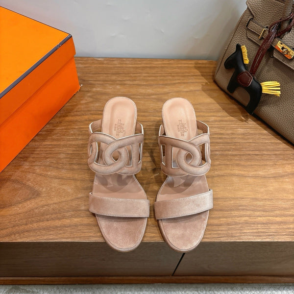 Hermès Sandal 60 Beige in Suede 743970