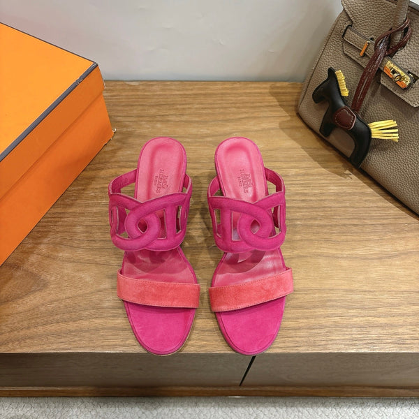 Hermès Sandal 60 Pink in Suede 743973