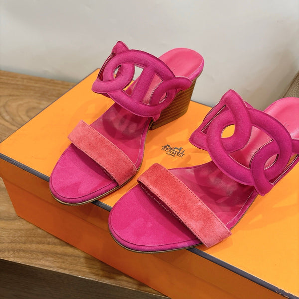 Hermès Sandal 60 Pink in Suede 743973