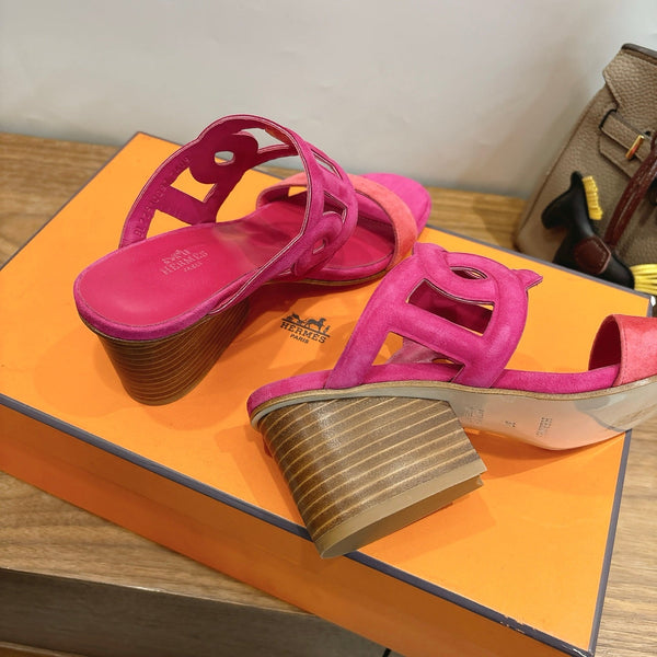 Hermès Sandal 60 Pink in Suede 743973