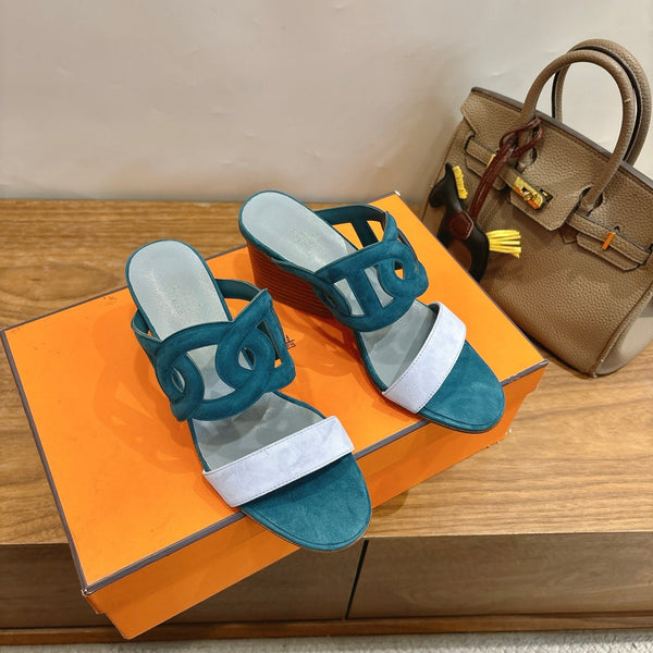 Hermès Sandal 60 Deep teal in Suede 743974