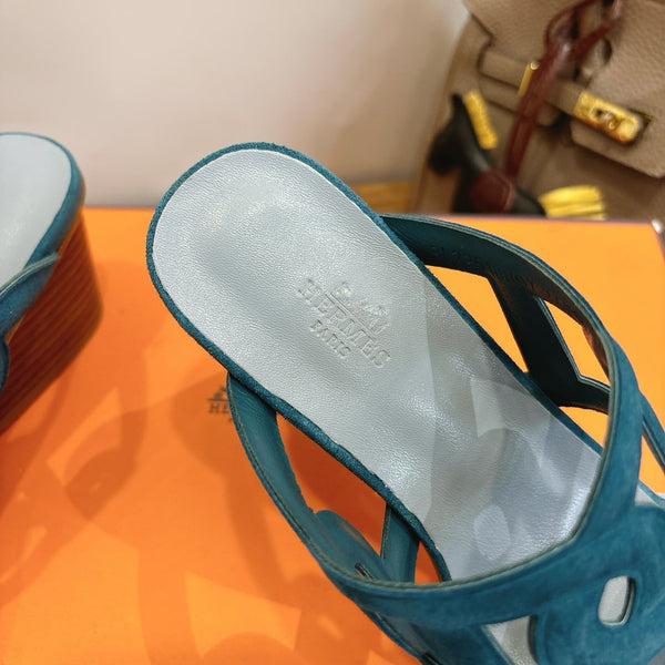 Hermès Sandal 60 Deep teal in Suede 743974