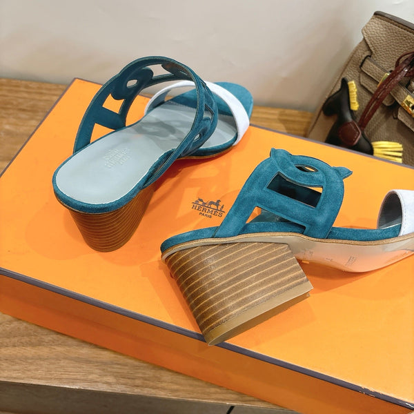 Hermès Sandal 60 Deep teal in Suede 743974