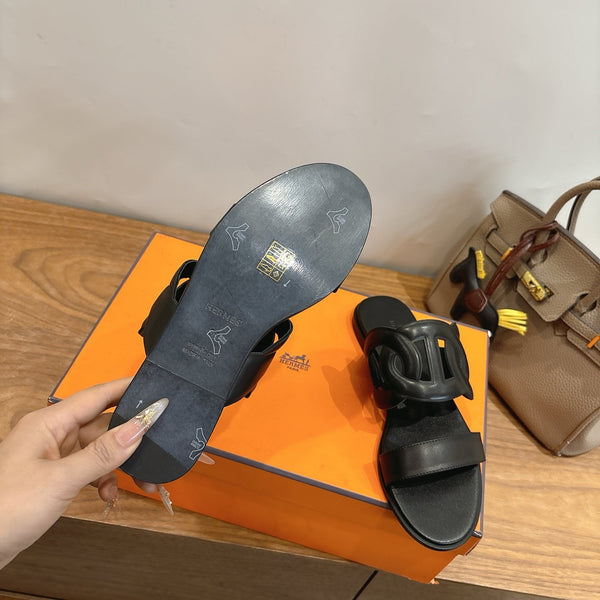Hermès Sandal Full Black in Calfskin 743979