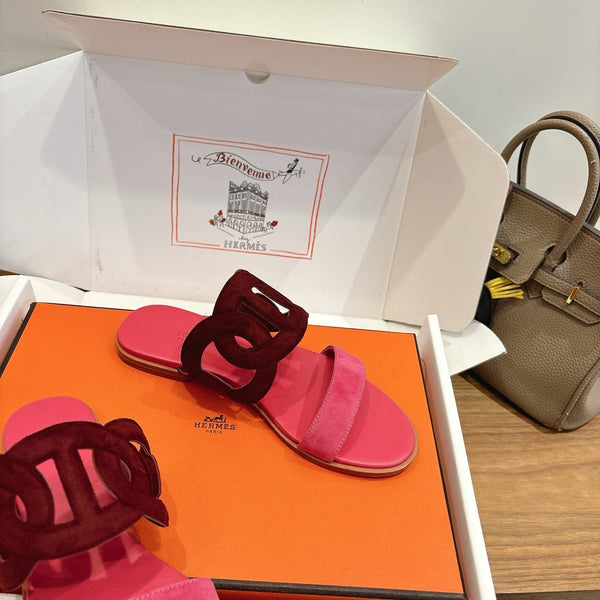 Hermès Sandal Burgundy Pink in Suede 743981