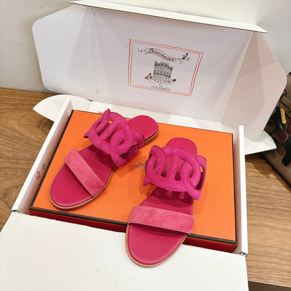 Hermès Sandal Pink in Suede 743982