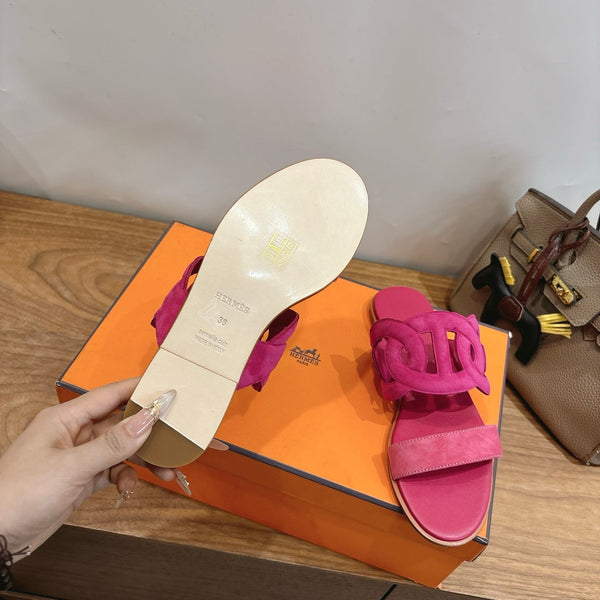 Hermès Sandal Pink in Suede 743982