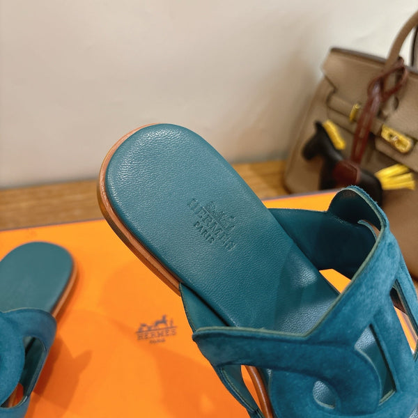 Hermès Sandal Deep teal in Suede 743983