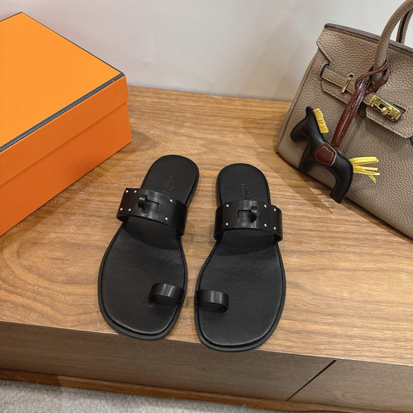 Hermes July Sandal Black in Cowhide 744062