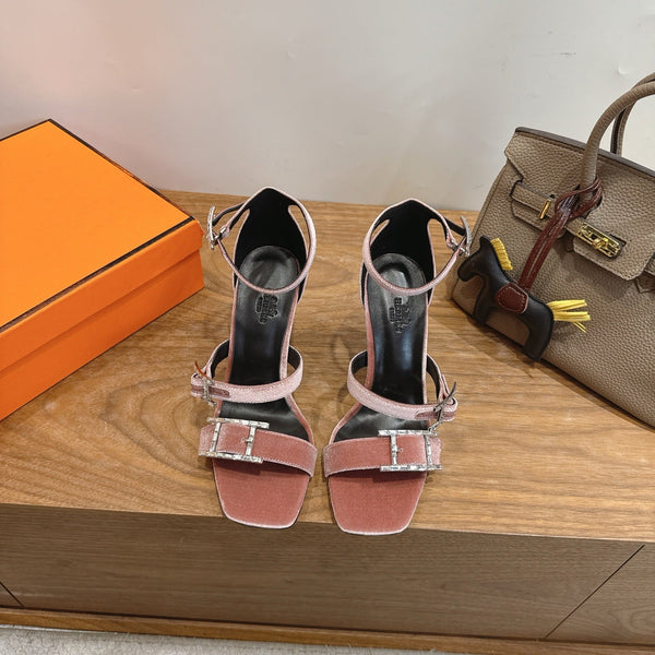 Hermès Liv Sandal 10.5 Brown in Velvet 744073