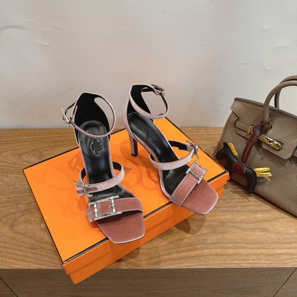 Hermès Liv Sandal 10.5 Brown in Velvet 744073