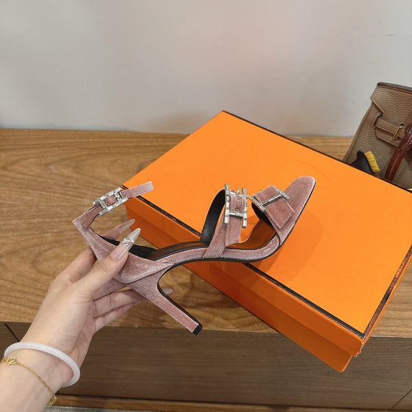 Hermès Liv Sandal 10.5 Brown in Velvet 744073