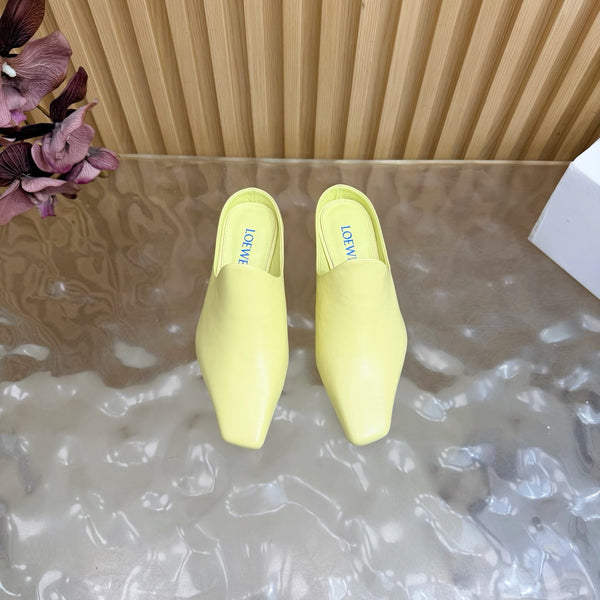 Loew Mule Slip-on Kitten Heel 45 Lemon Yellow in Sheepskin 749401