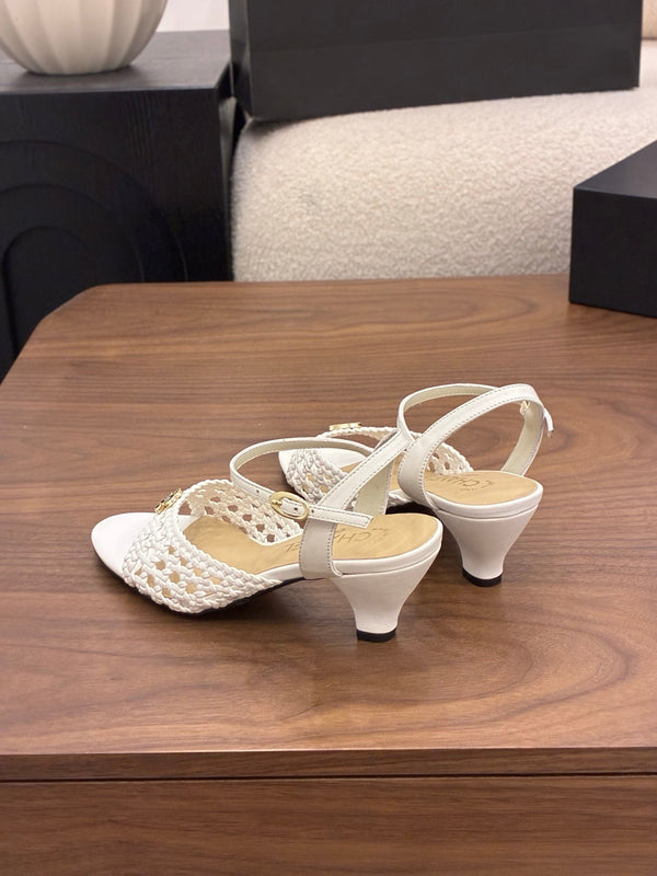 CC Ankle-strap Heeled 60 White in Woven 747970