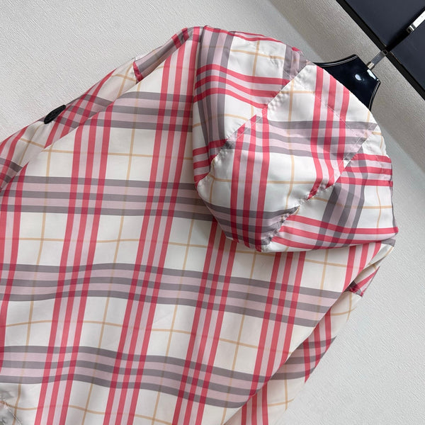 BBR Hooded Check Jacket Pink in Polyester 378873