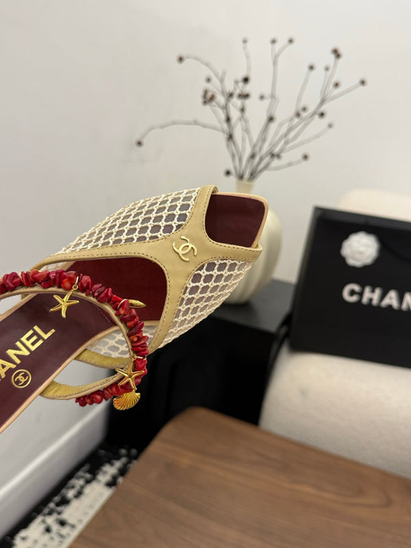 CC 26 Coco Beach Mules 80mm Beige in Mesh 757986