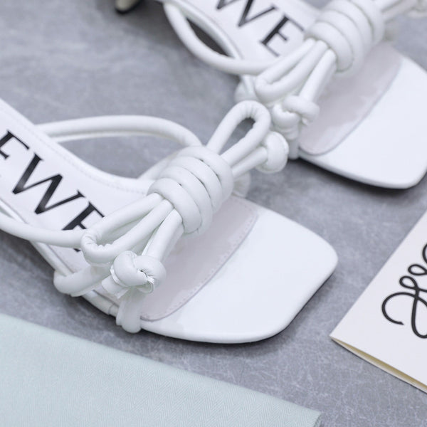 Loew 26 Knot Sandals 45mm White in Lambskin 759437